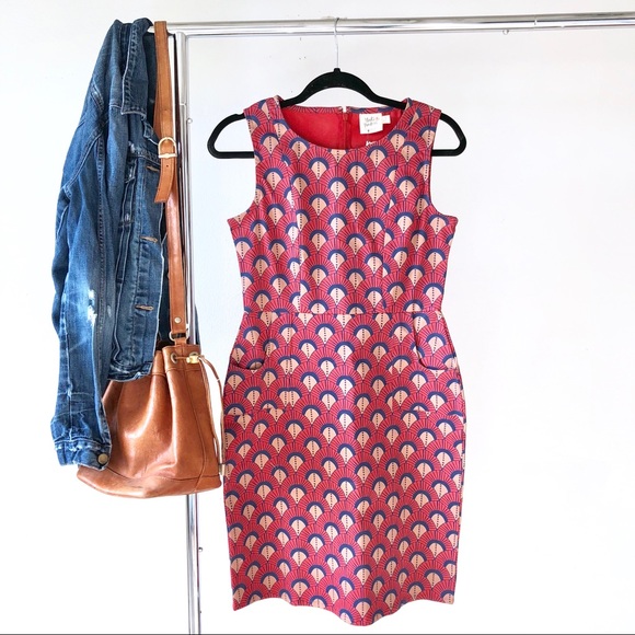 Mata Traders • Retro Red Twill Wiggle Dress NWT - Picture 5 of 6